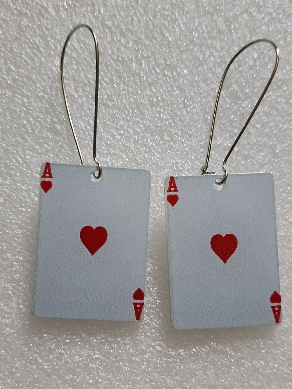 Hand Crafted Red Ace of Hearts Card Dangle Earrings